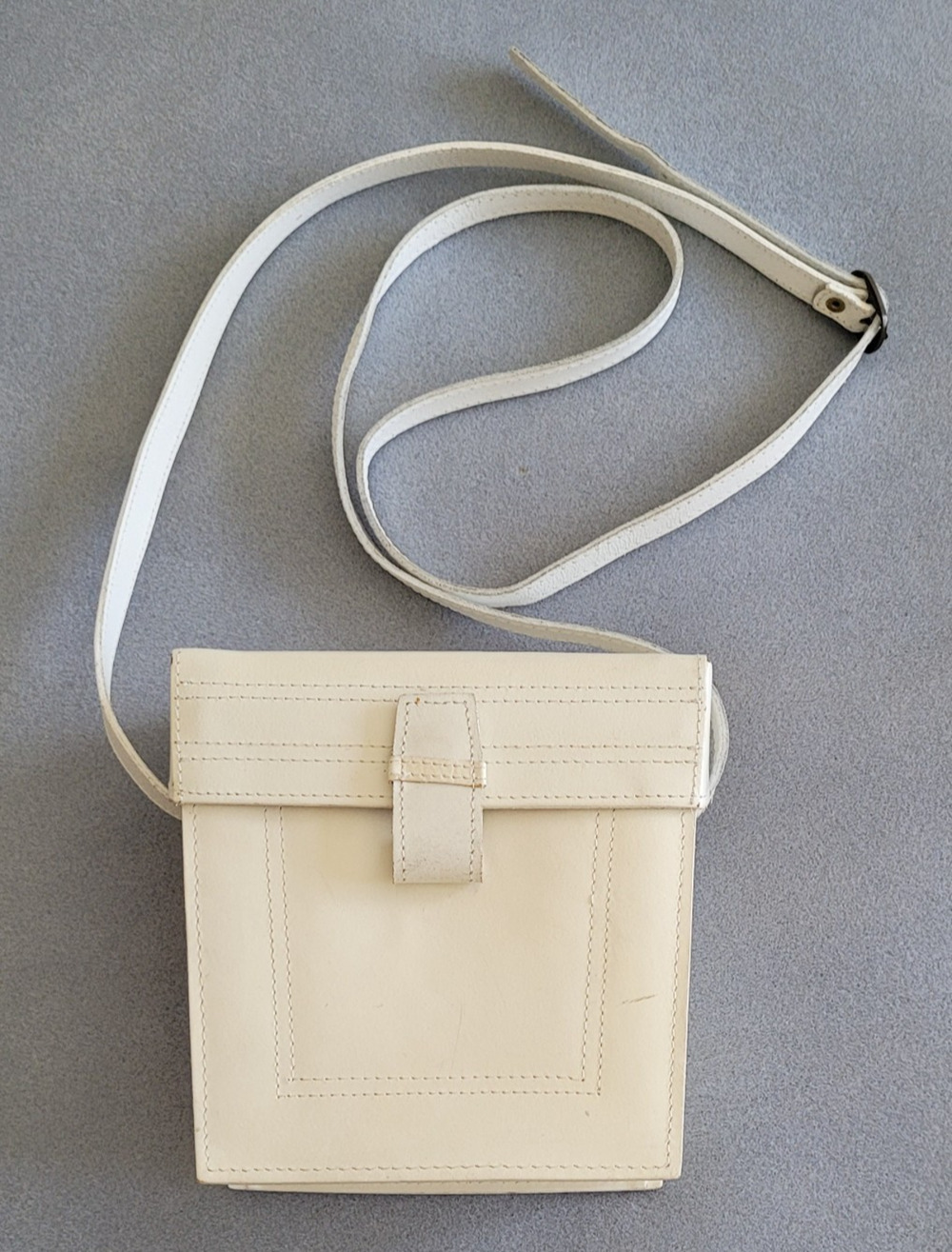 MUNDI BRAZIL 100% Leather Crossbody Box Purse Off-White/Cream-7 X 6.5 X3"-Unique